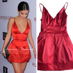 Bebe Red V-Neck Dress ALT Selena Gomez